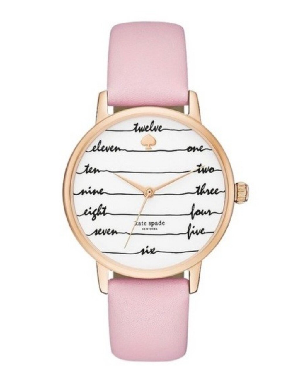 Kate Spade Metro Script Dial Watch with Pink Leather Strap NWT